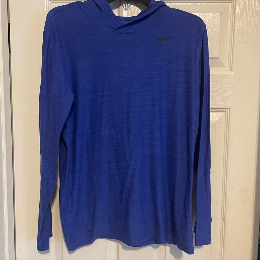 Nike Dri Fit Royal Blue Hoodie with Black Logo